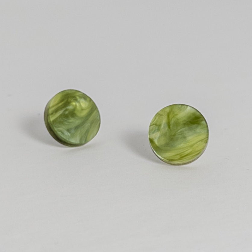 15mm Round Stud - Moss - Mingled