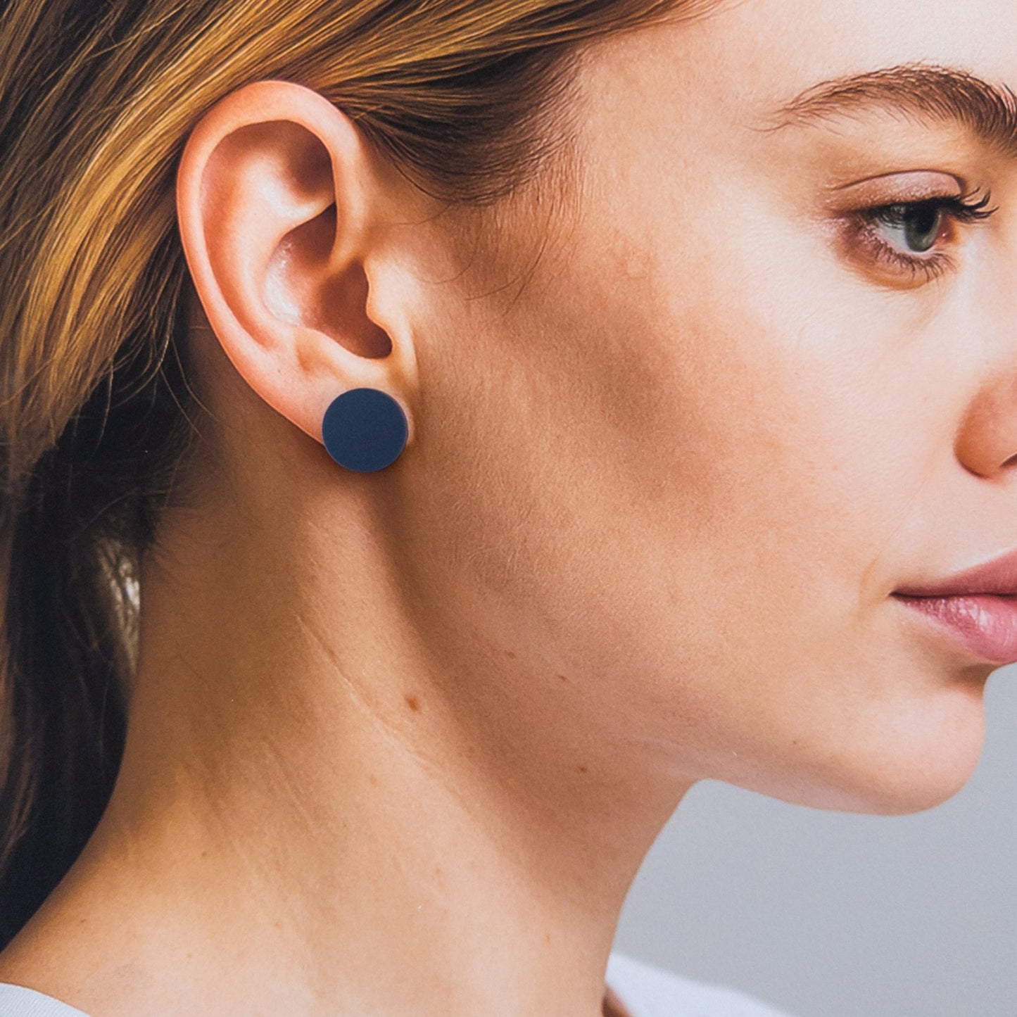 Set of 3 Studs - 15mm Round - Matte Ivory, Matte Navy, Matte Black - Mingled