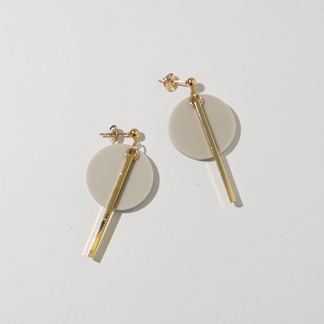Beige and Gold Dangle Earrings