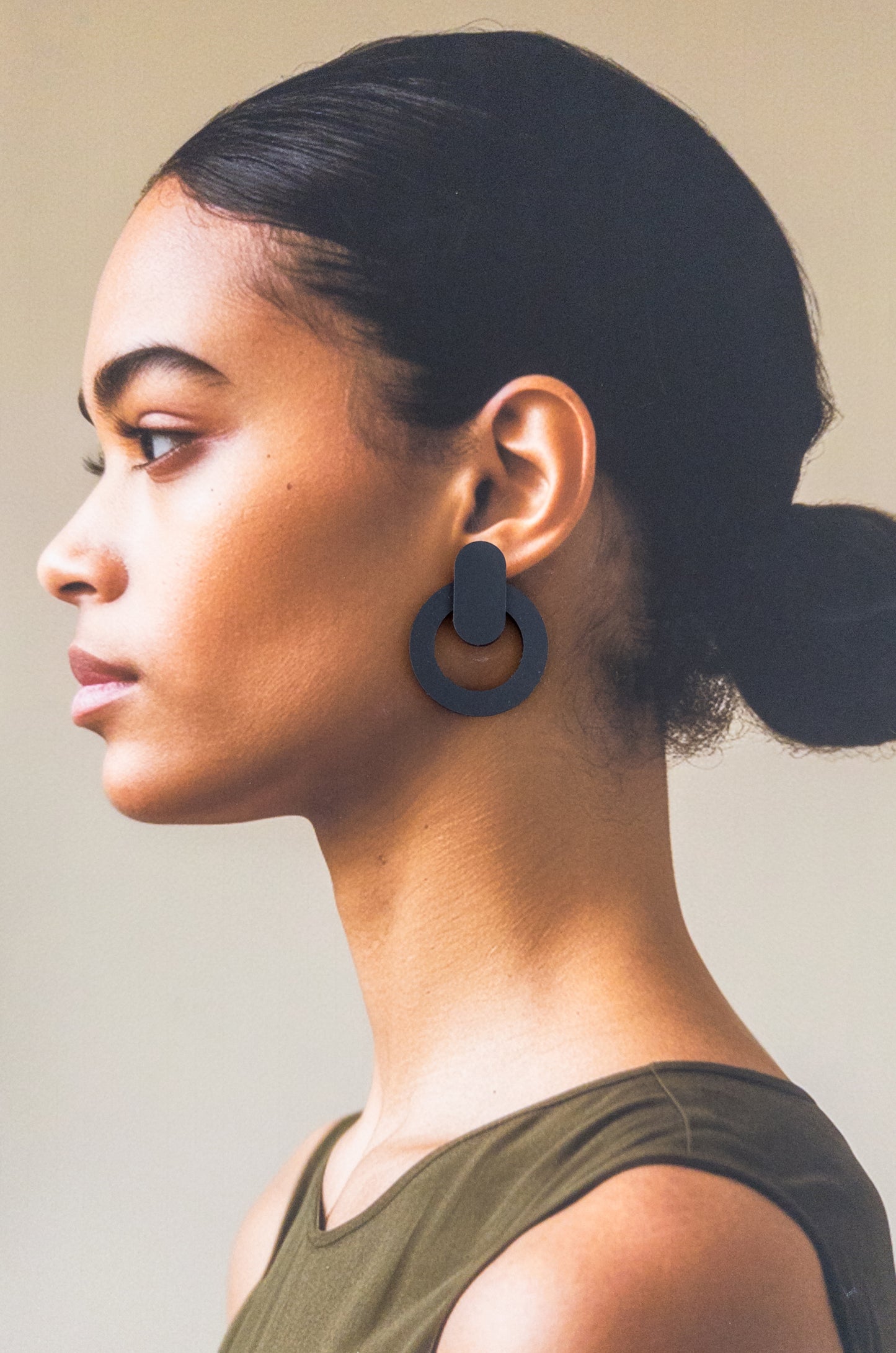 Large Nova Statement Studs - Olive