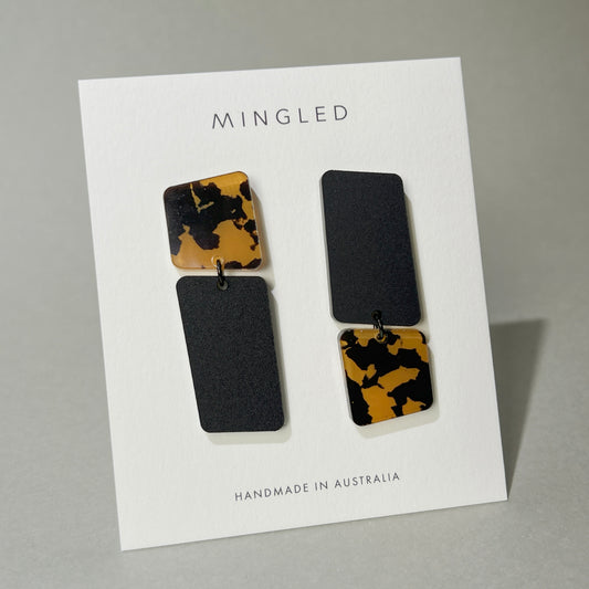 BAUHAUS Statement Earrings - Honey Tortie and Black