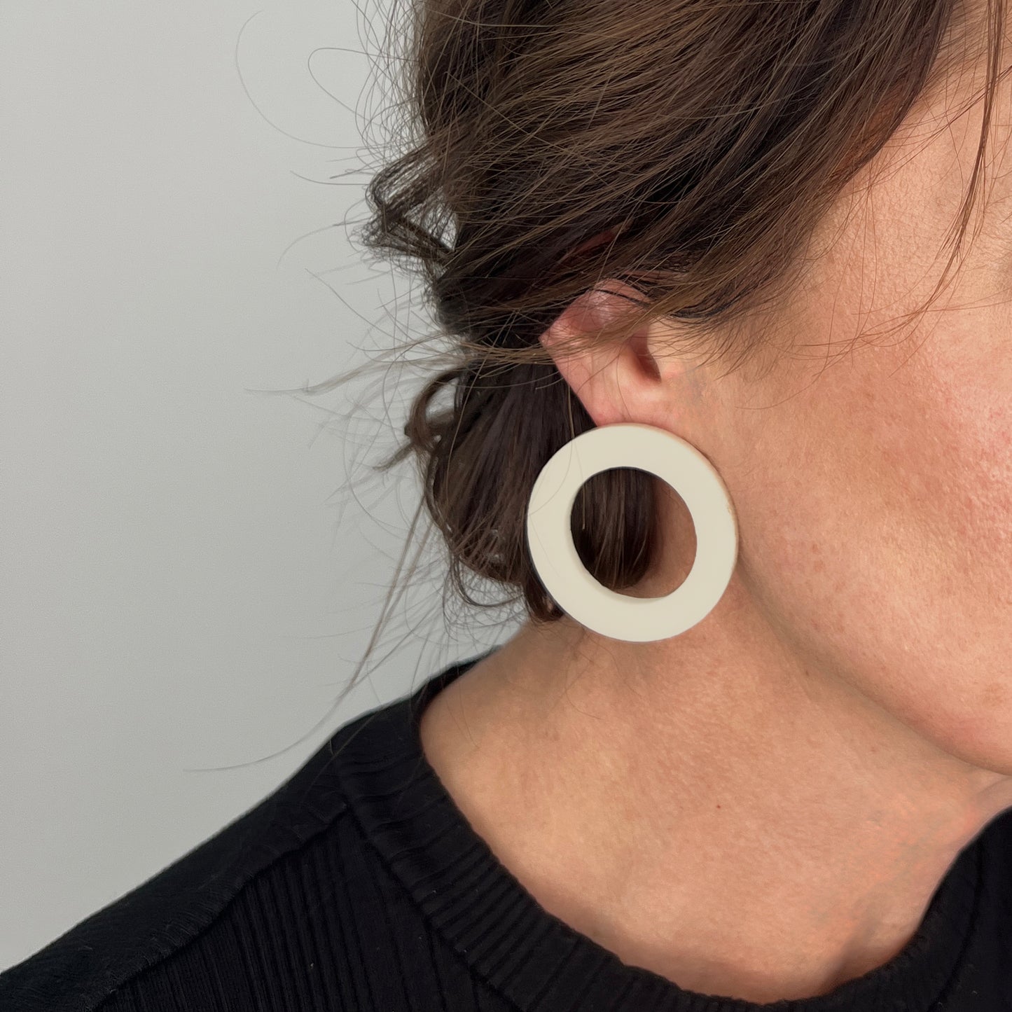 HOOP Stud Earrings - Ivory Beige