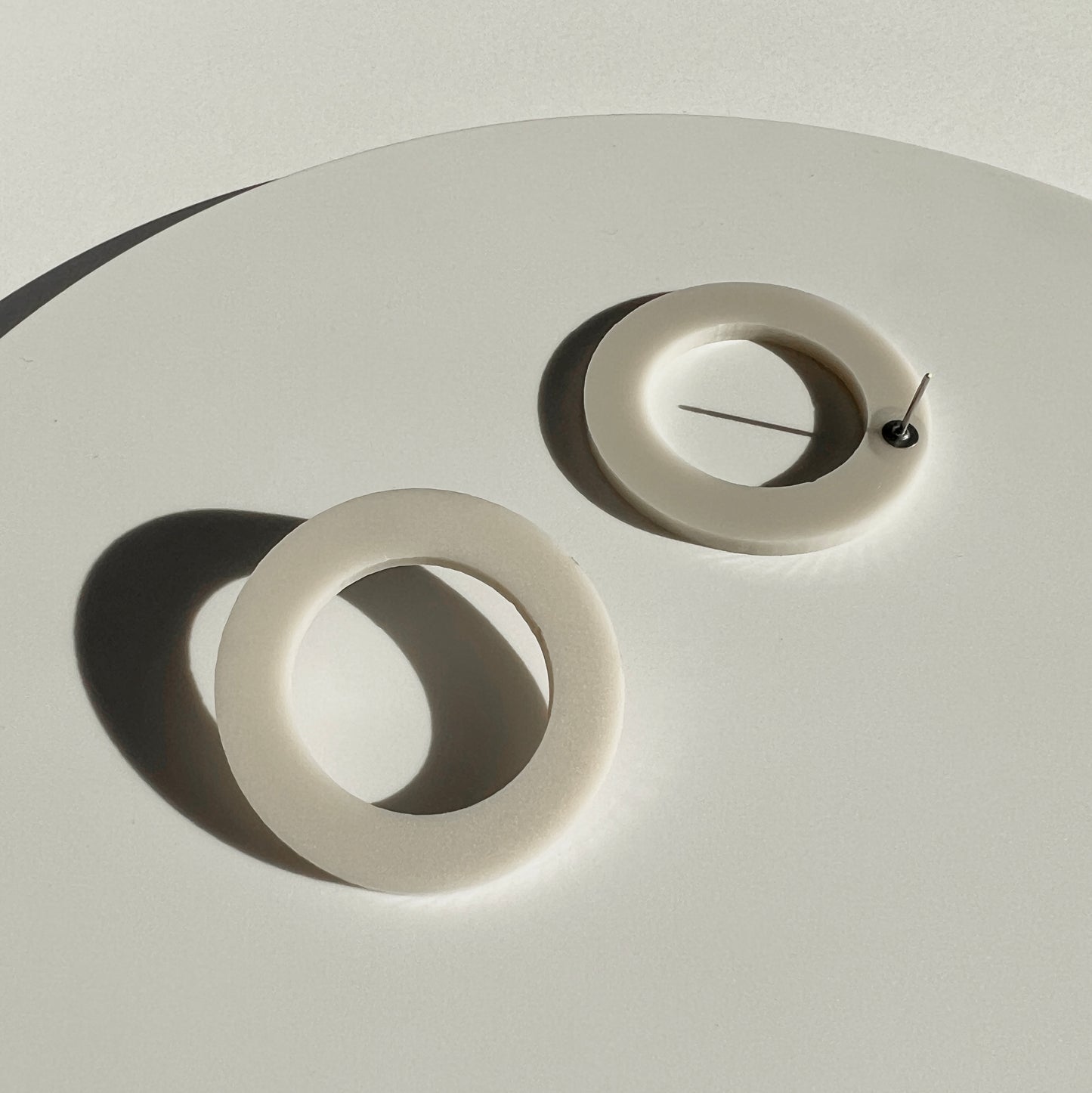 HOOP Stud Earrings - Ivory Beige