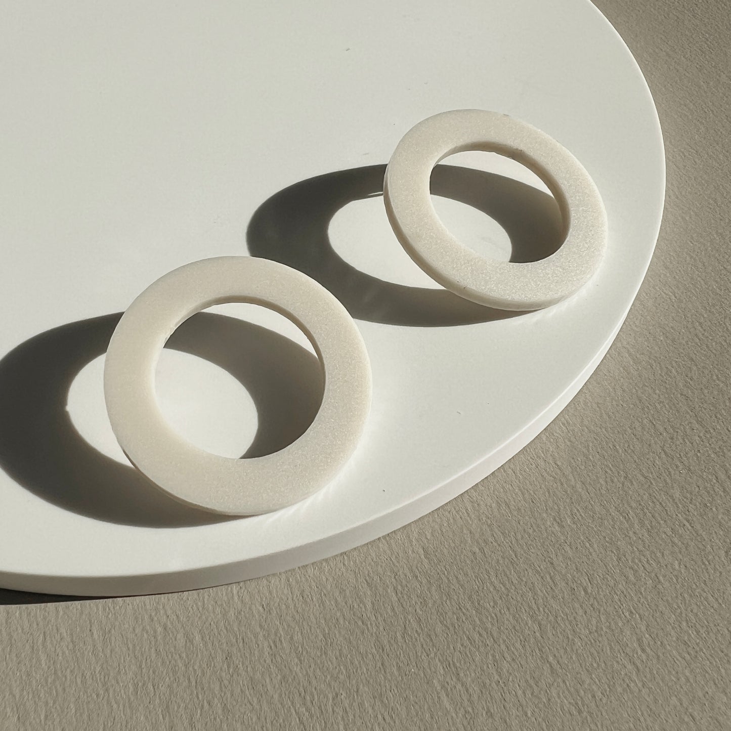 HOOP Stud Earrings - Ivory Beige