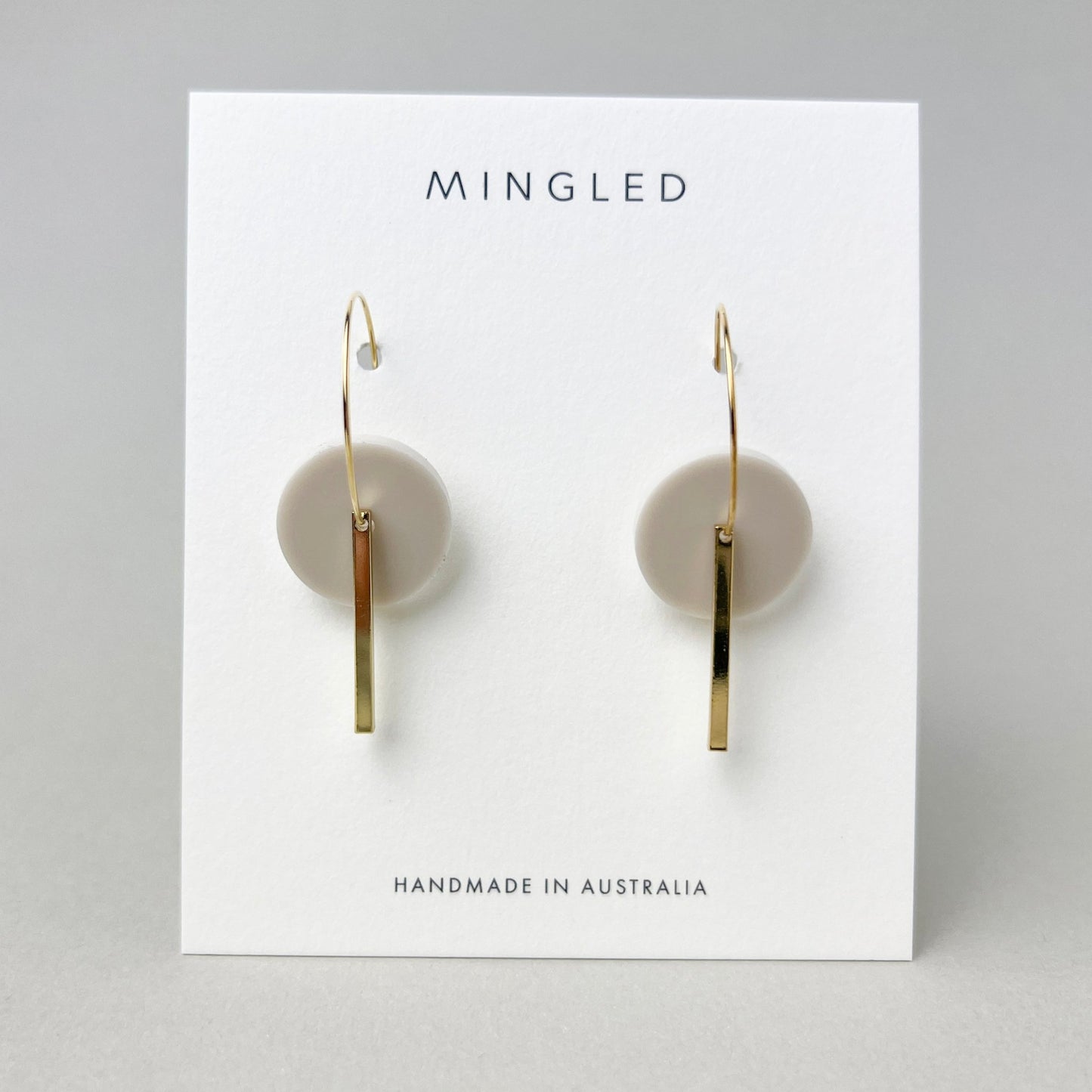 Gold Bar Hoop - Ivory Beige - Mingled