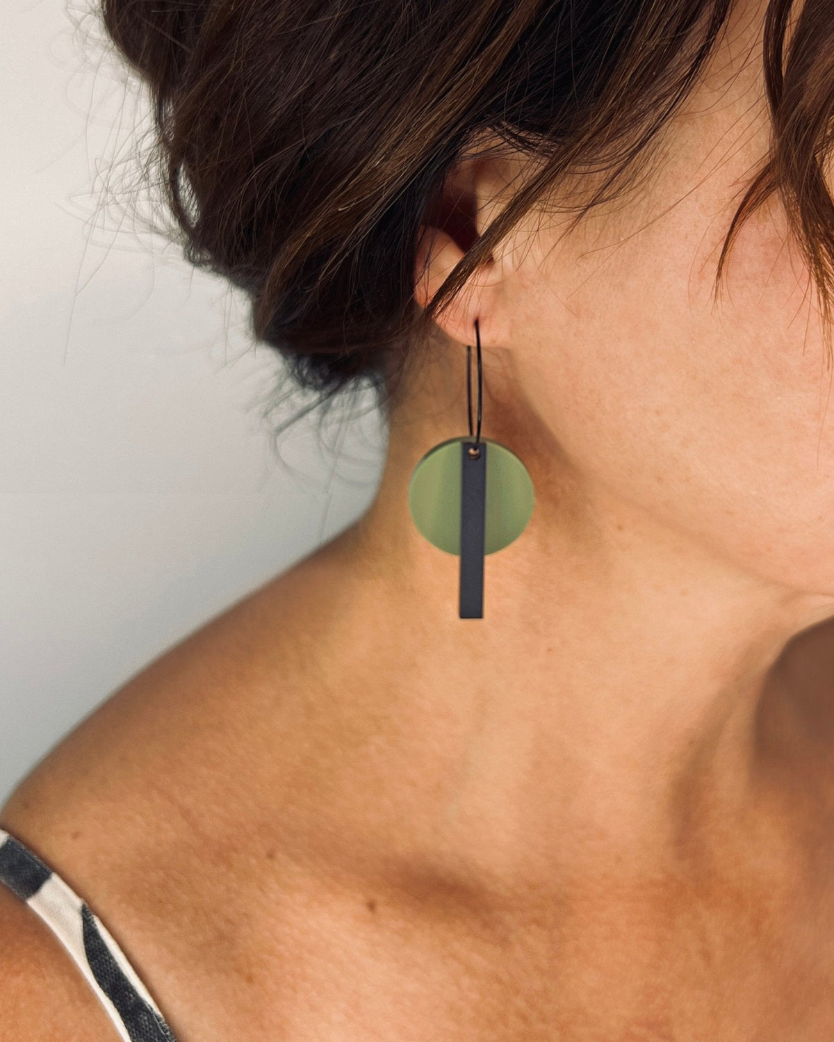 Black Bar Hoop - Matte Olive Green and Matte Black - Mingled