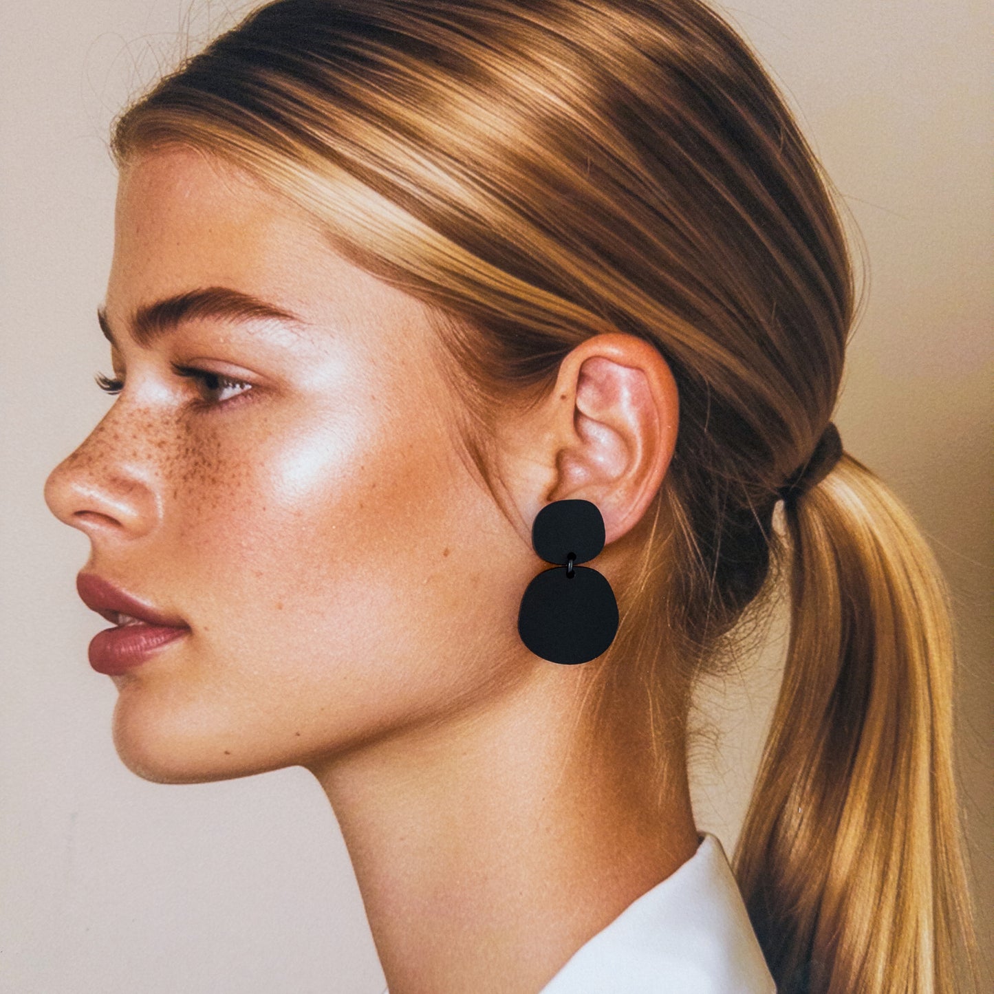 CLIP ON Boulder Statement Dangles - Black