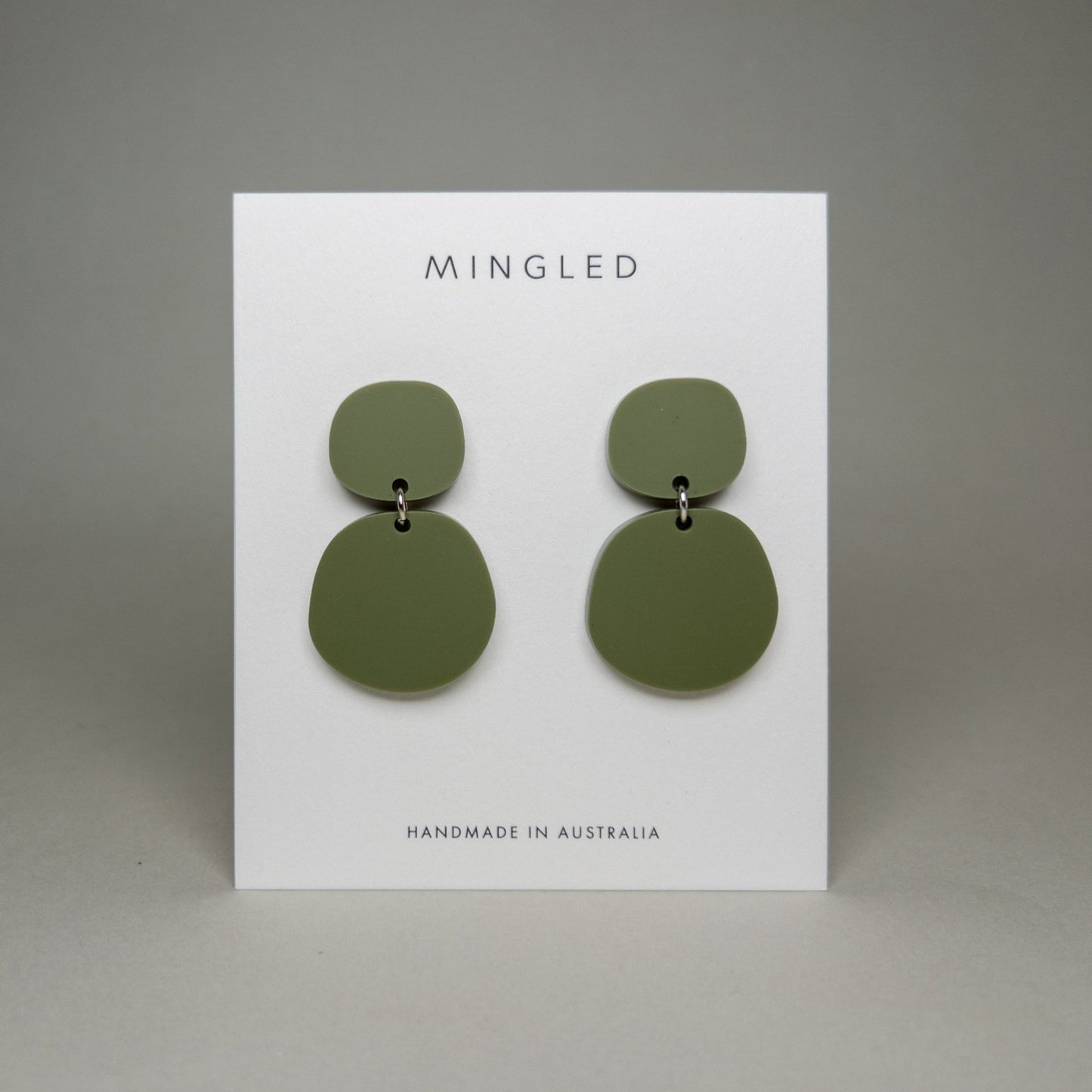 Boulder Statement Dangles - Matte Olive Green - Mingled