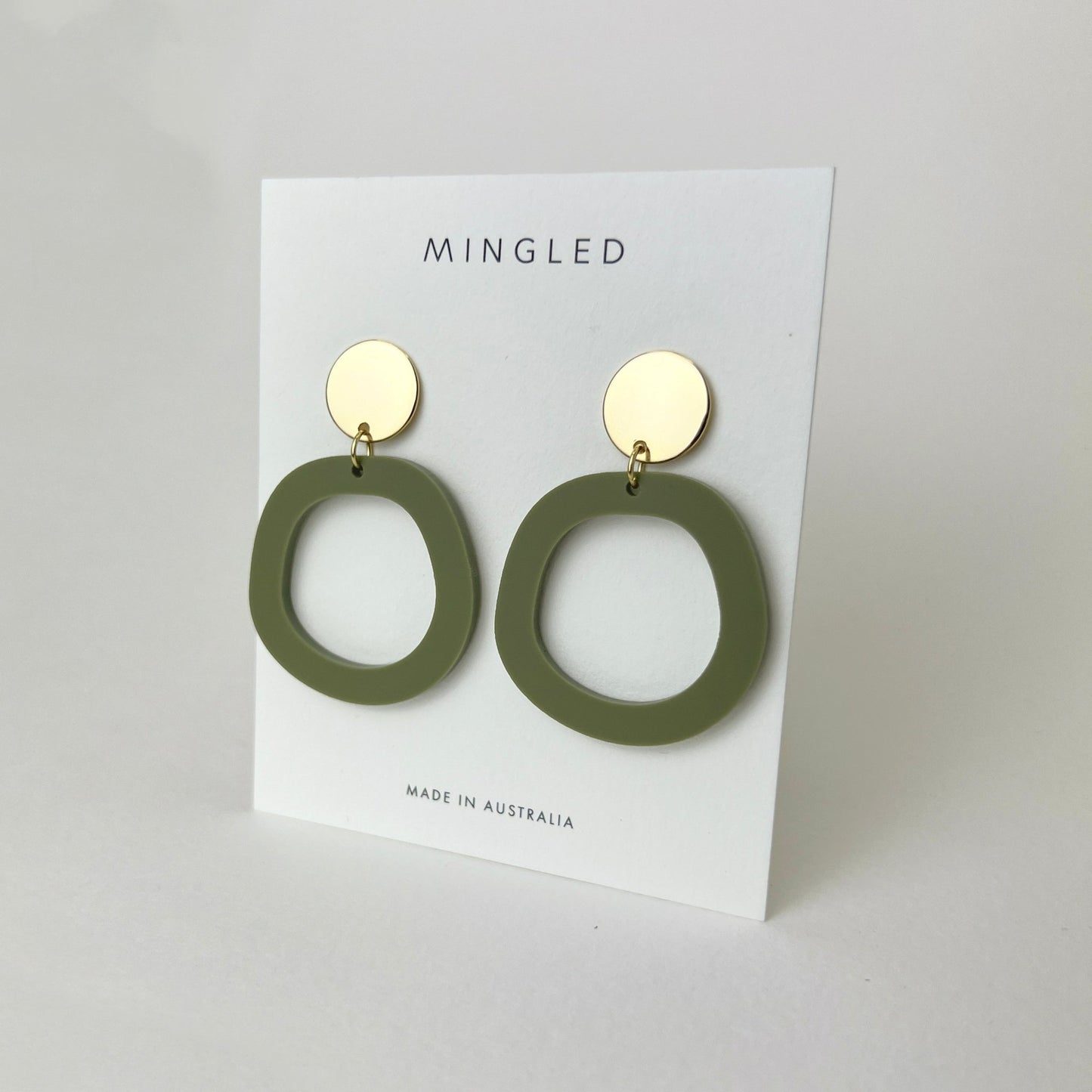Charlie Dangle Earrings - Olive Green and Gold - Mingled