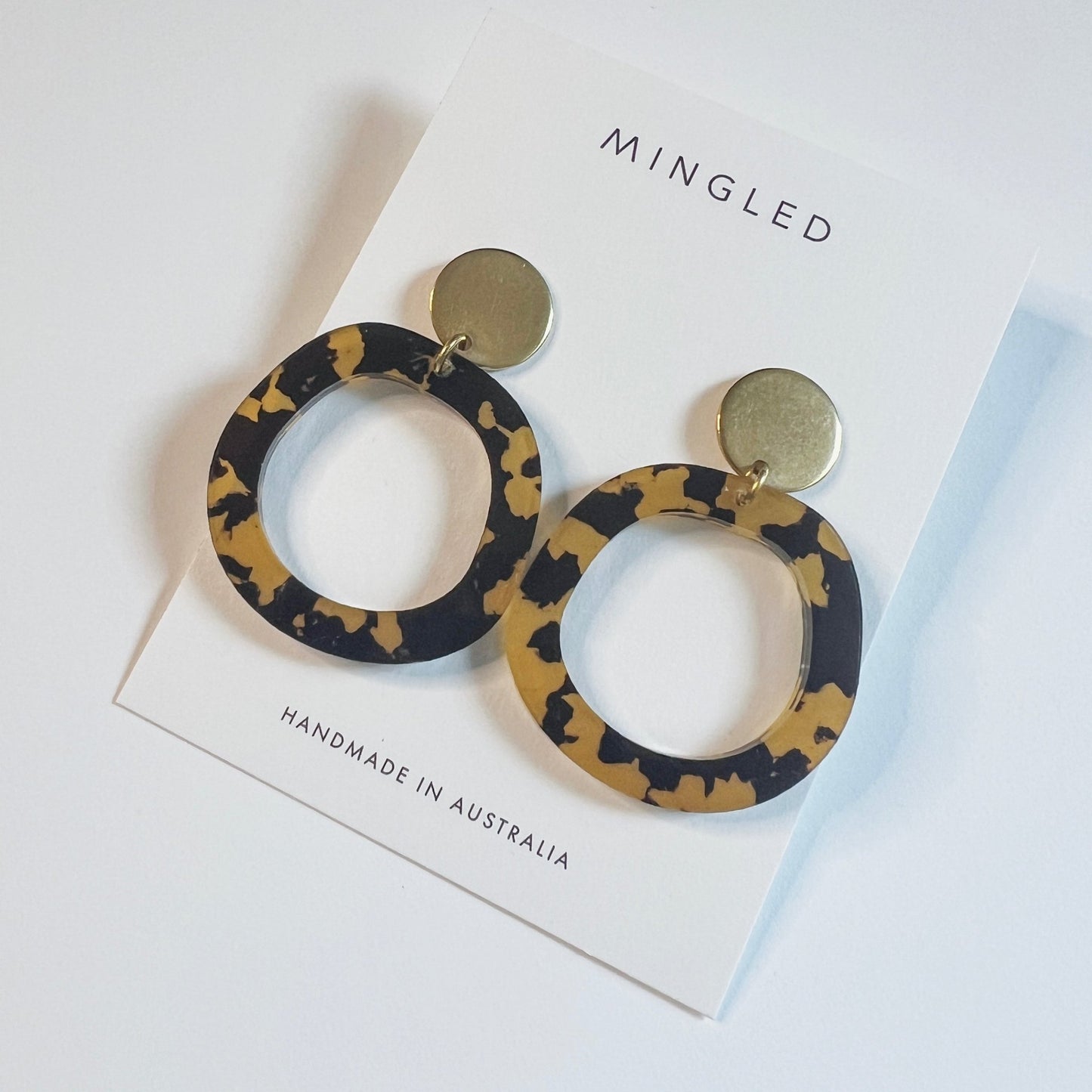 CHARLIE Dangle Earrings - Honey Tortoise & Gold - Mingled