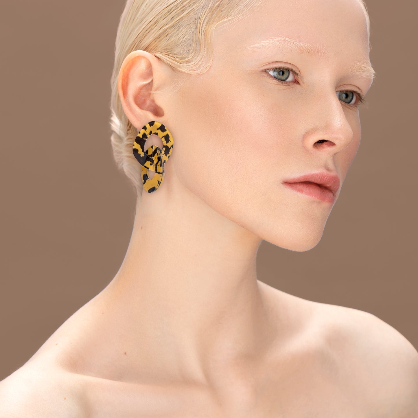 Chunky Chain Link Earrings - Honey Tortoise Shell