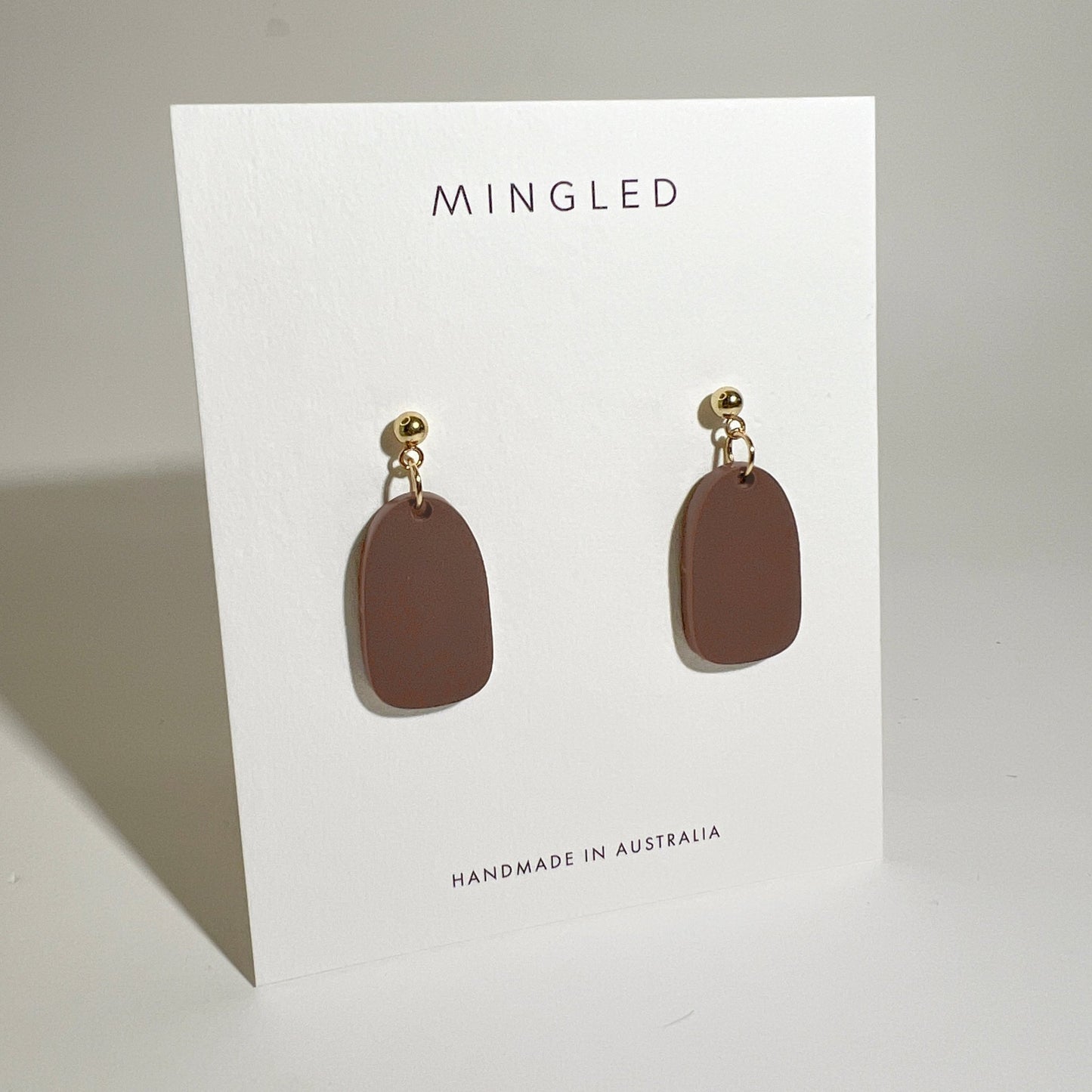Clio Earrings - Matte Nutmeg Brown - Mingled