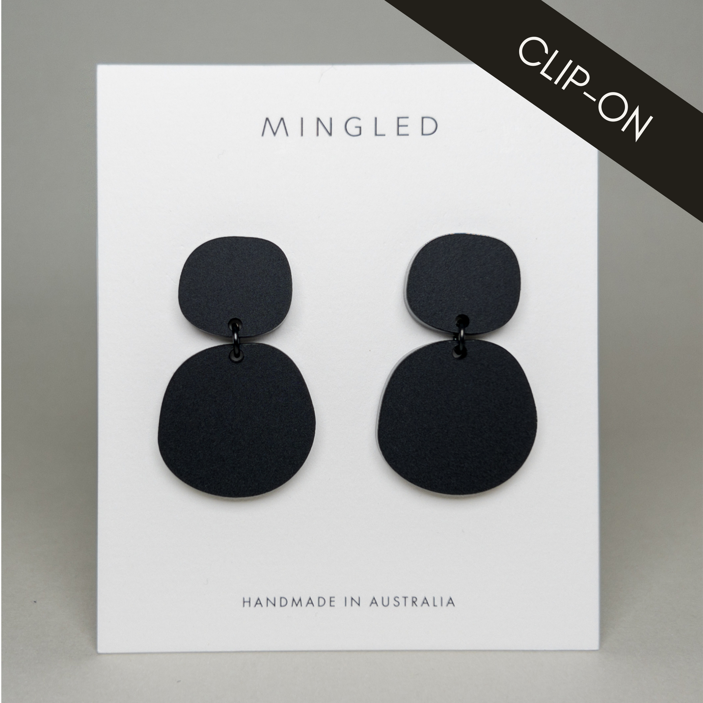 CLIP ON Boulder Statement Dangles - Black