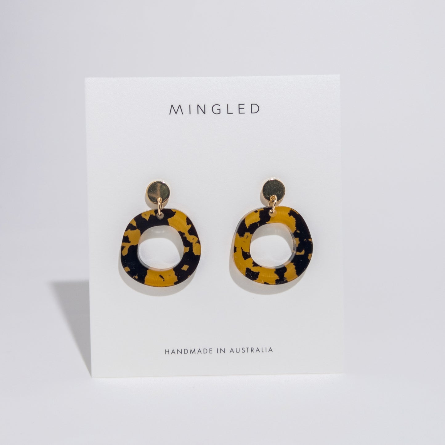 Frankie Minimalist Dangle Earrings - Tortoise Shell