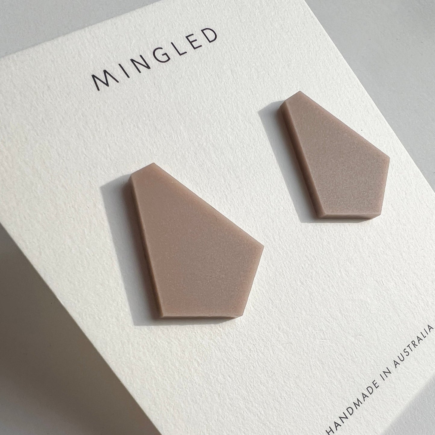 GEO Fan Stud Earrings - Matte Taupe - Mingled
