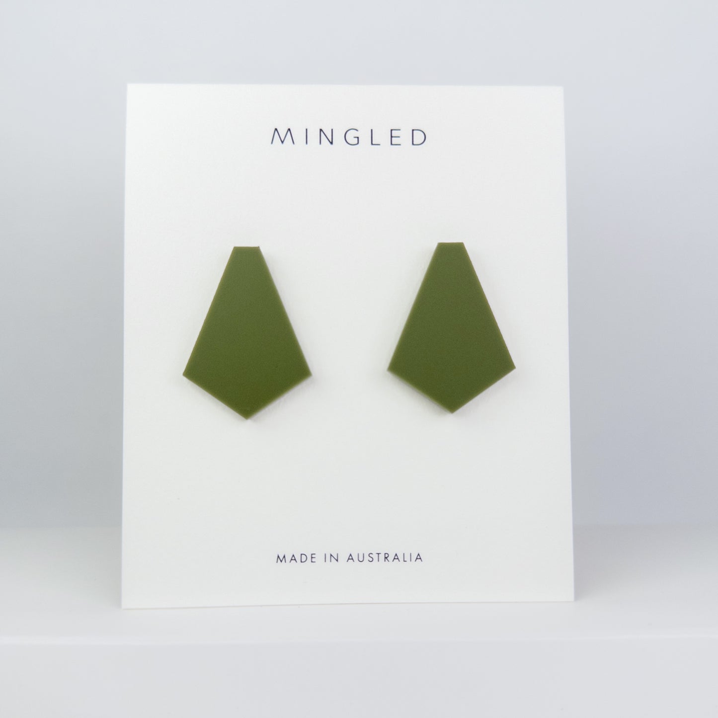 GEO Fan Stud Earrings - Olive Green