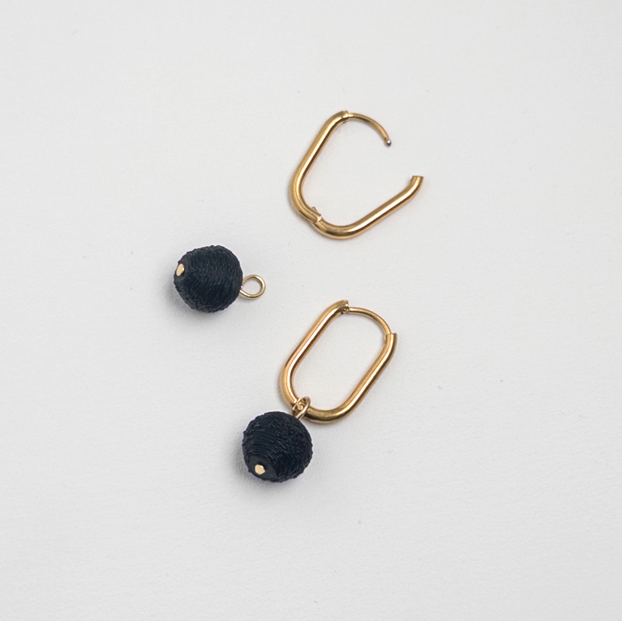 Gold Huggie Earrings with Removable Charm