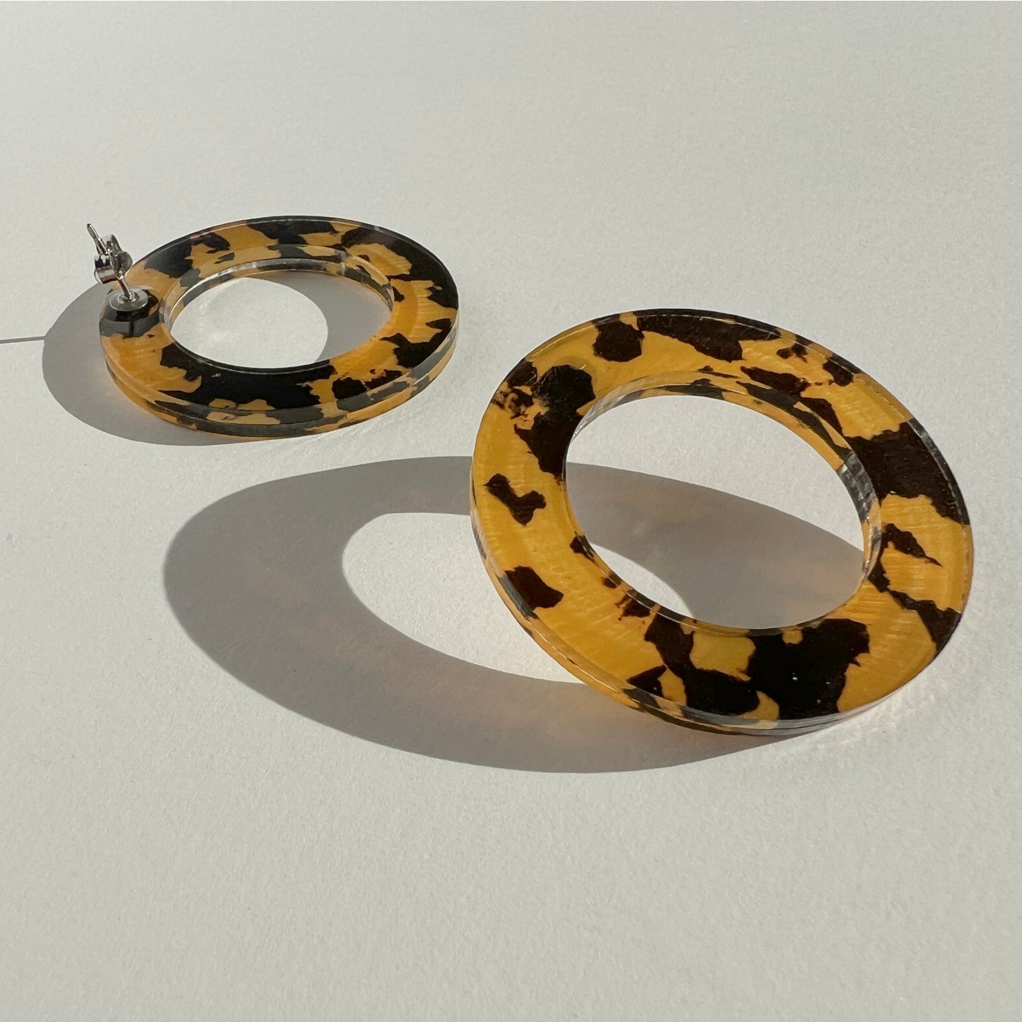 HOOP Stud Earrings - Honey Tortoise