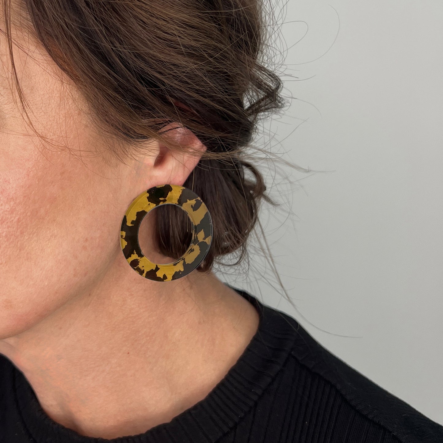 HOOP Stud Earrings - Honey Tortoise