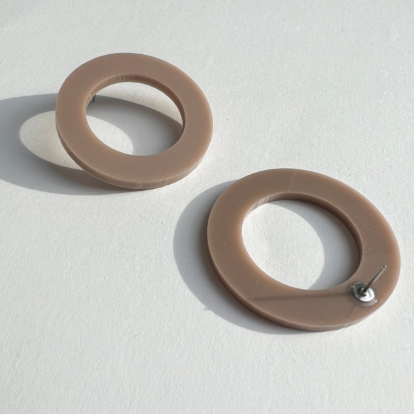 HOOP Stud Earrings - Taupe