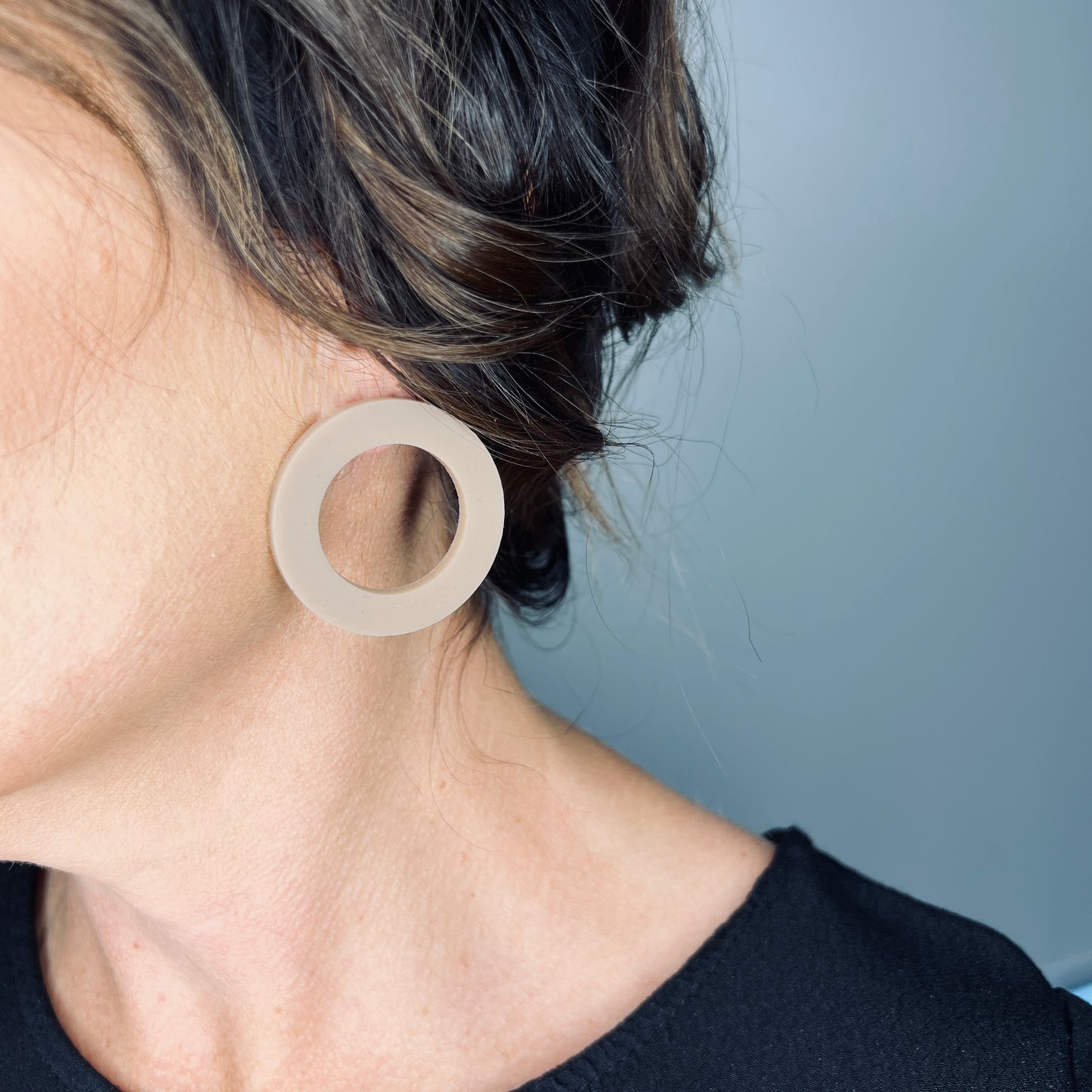 HOOP Stud Earrings - Taupe