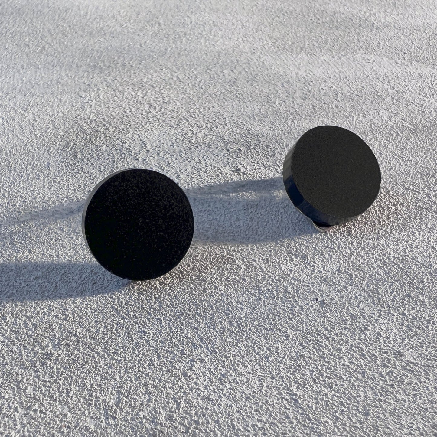 Set of 3 Studs - 15mm Round - Matte Ivory, Matte Navy, Matte Black - Mingled
