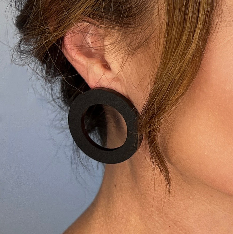 HOOP Stud Earrings - Black