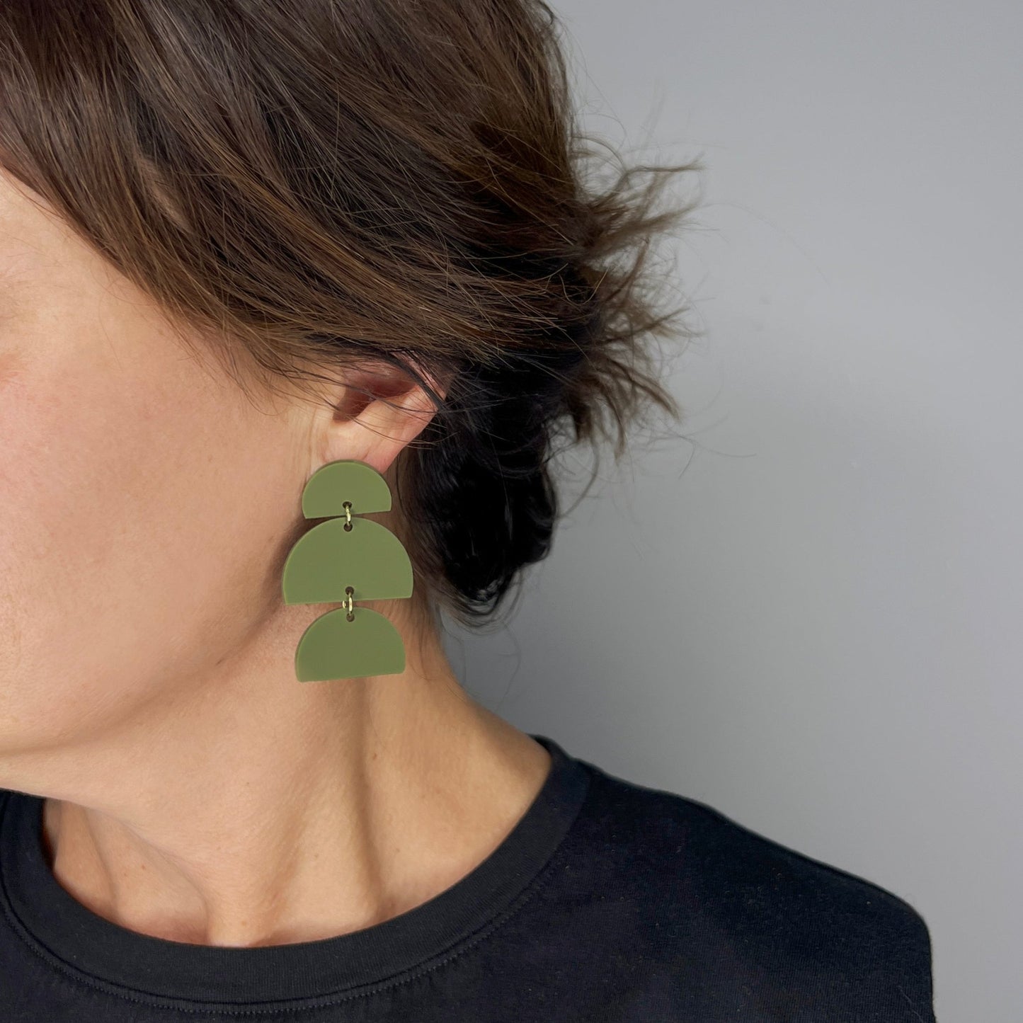 Izzy Olive Green Earrings - Mingled