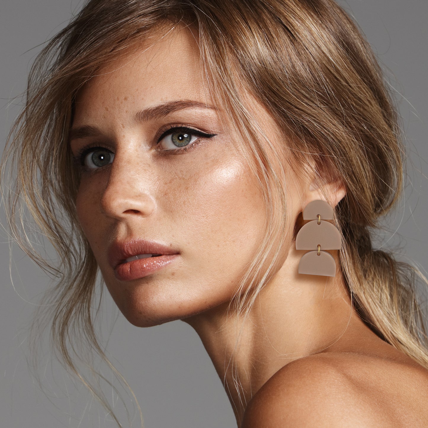Izzy Taupe Statement Earrings