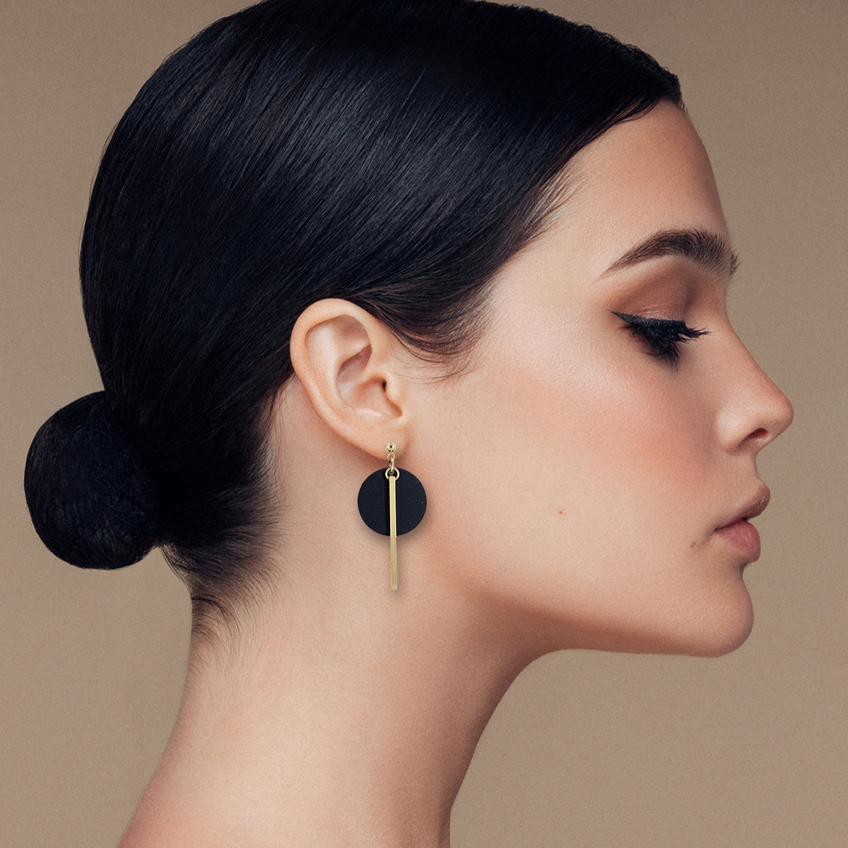 Elegant Black Earrings with Gold accents