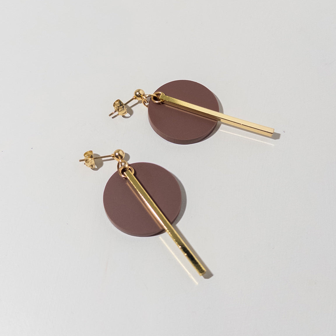 Brown and Gold Dangle Earrings