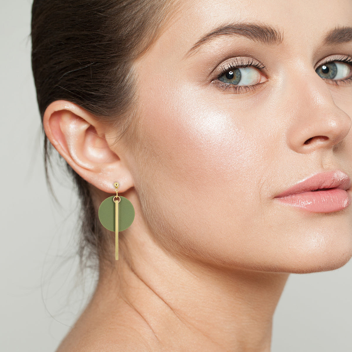 Gold and Olive Green Earrings