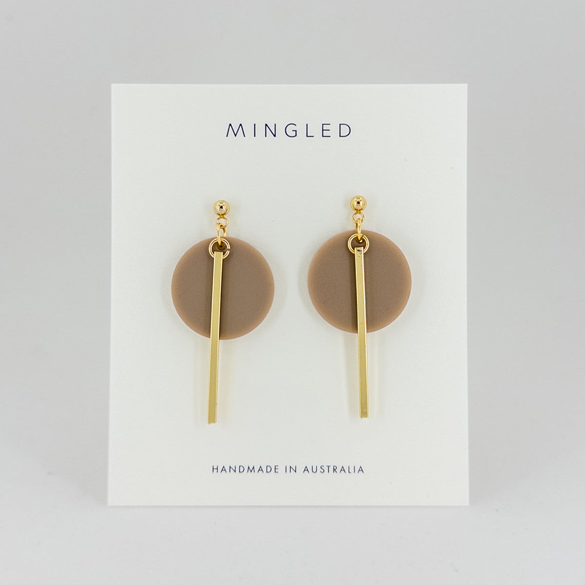 Taupe and Gold Dangle Earrings