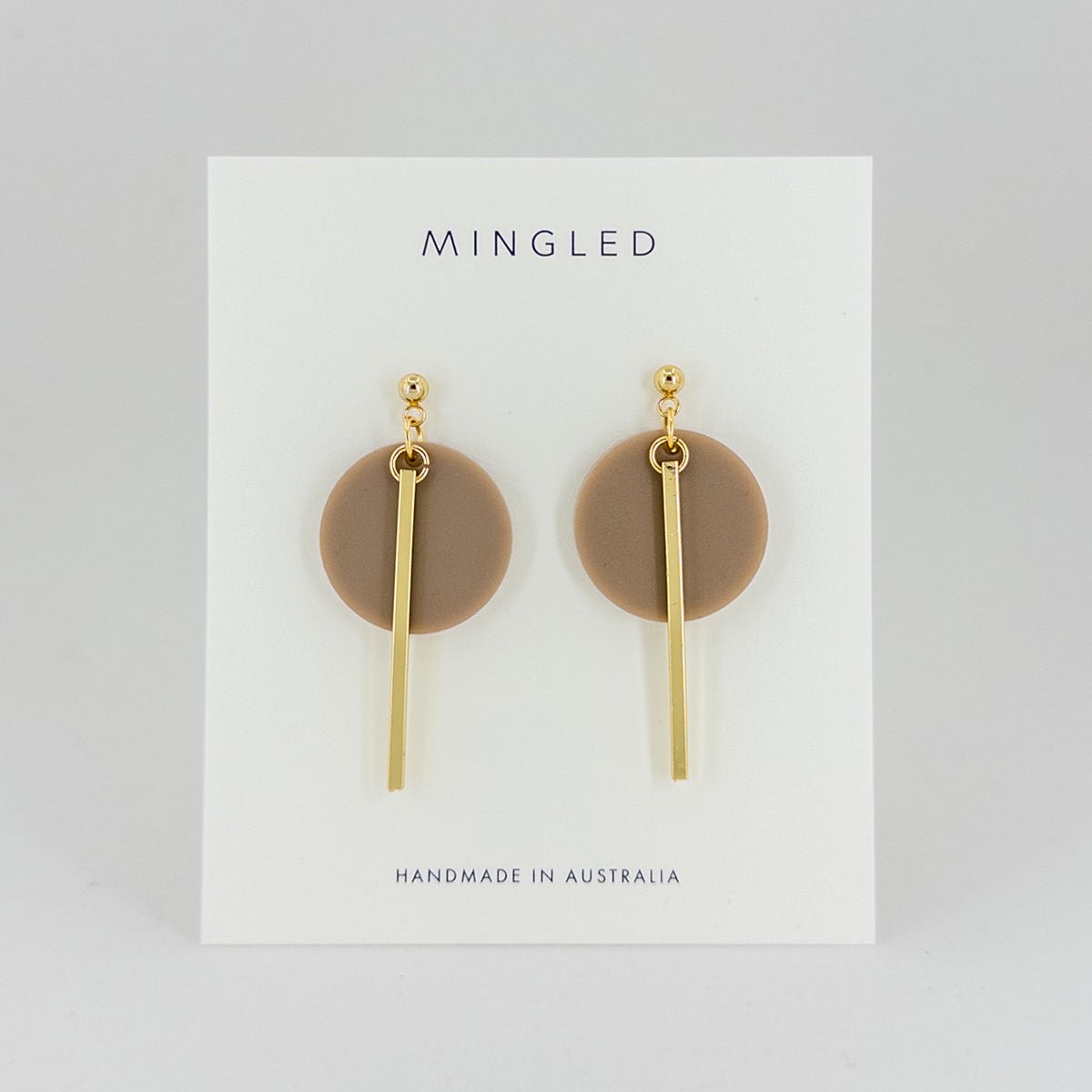 KYRA Dangle Earrings - Taupe & Gold - Mingled