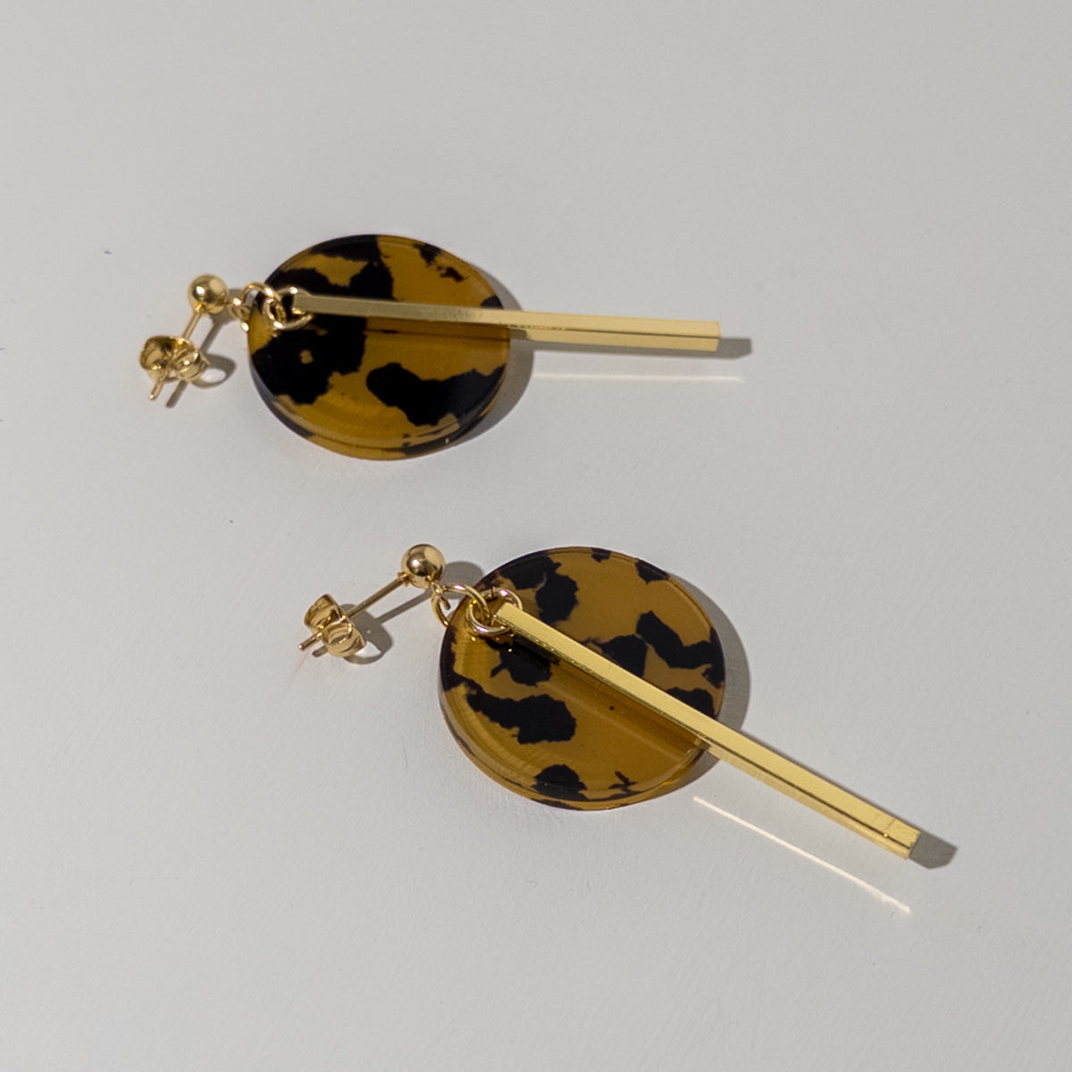 Tortoise Shell and Gold Statement Earrings