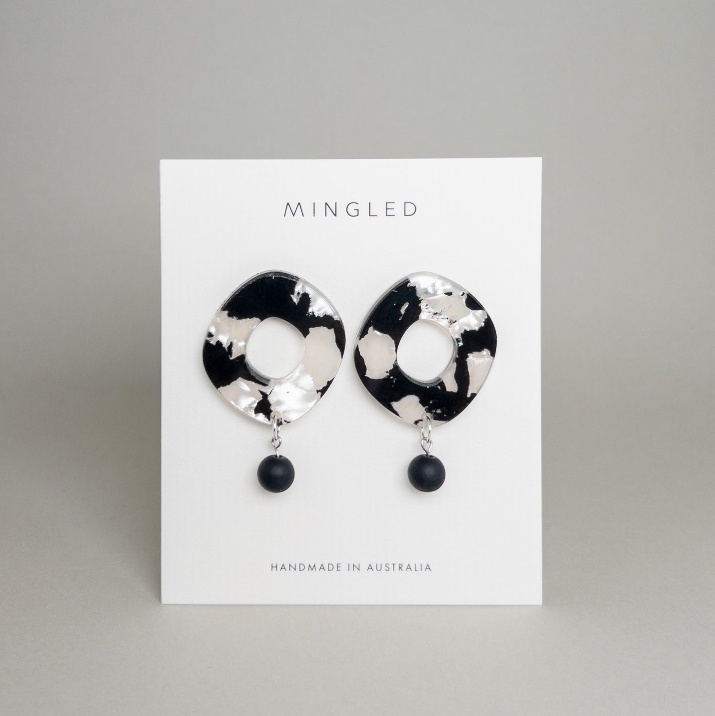 Lunar Drop Earrings - Black and White Pearl