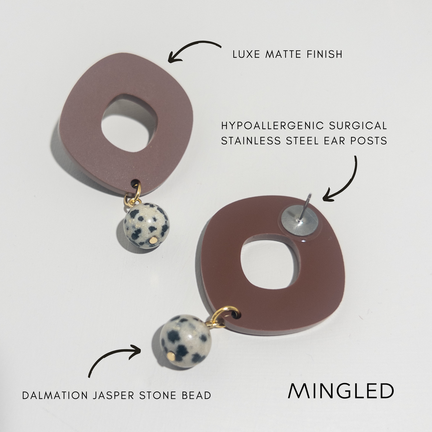 Lunar Drop Earrings - Nutmeg Brown
