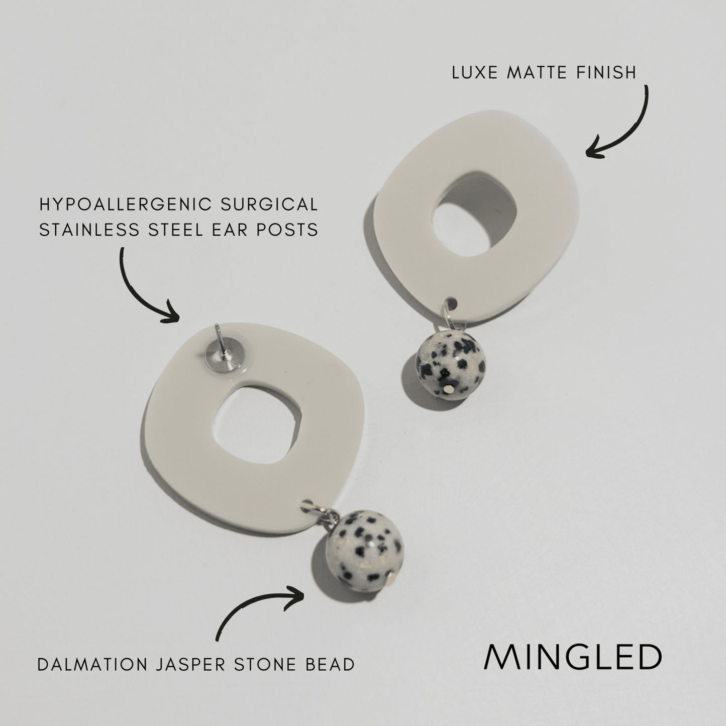 Lunar Drop Earrings - Ivory Beige - Mingled