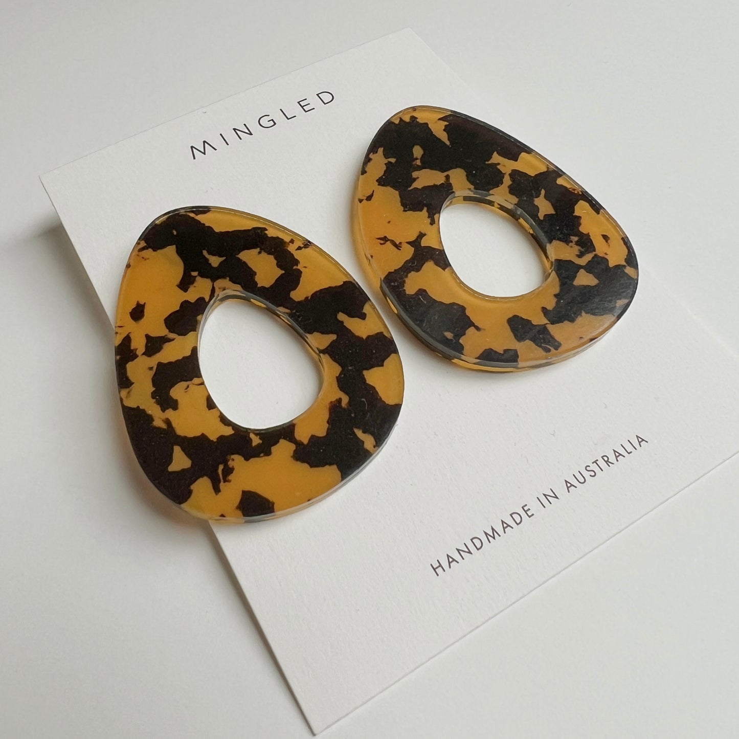MAISIE Statement Stud Earrings - Honey Tortoise