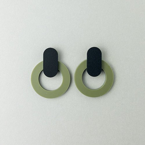 Nova Statement Stud Earrings - Olive - Mingled