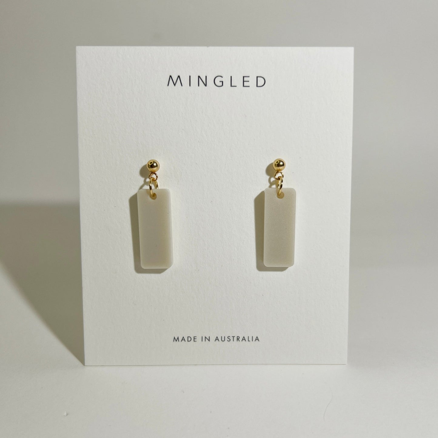 Oblong Dangle - Matte Ivory Beige - Mingled
