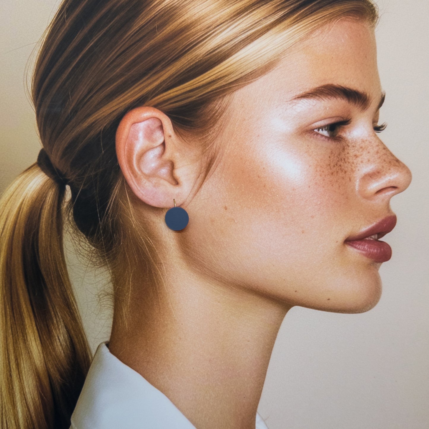 Orb Drop Earrings - Matte Navy Blue