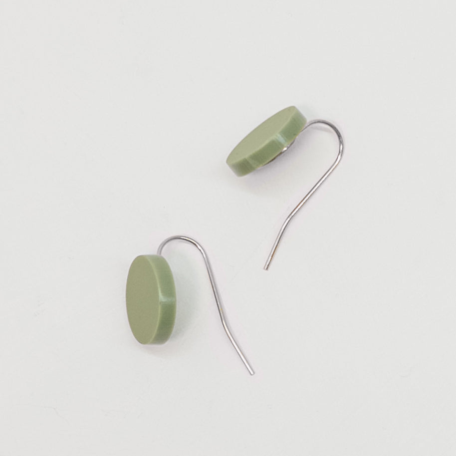 Orb Drop Earrings - Matte Olive Green