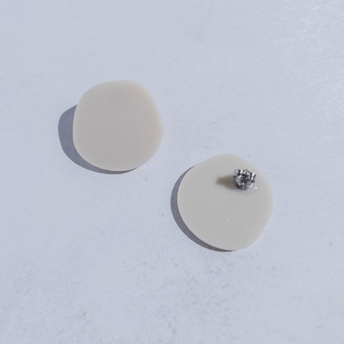 Organic Statement Stud Earrings - Ivory Beige
