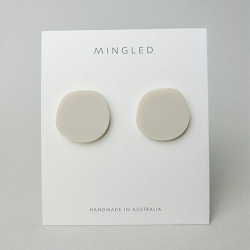Organic Statement Stud Earrings - Ivory Beige