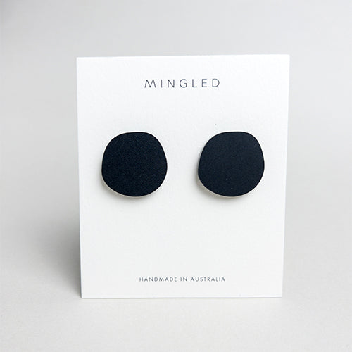CLIP ON Organic Statement Stud Earrings - Matte Black
