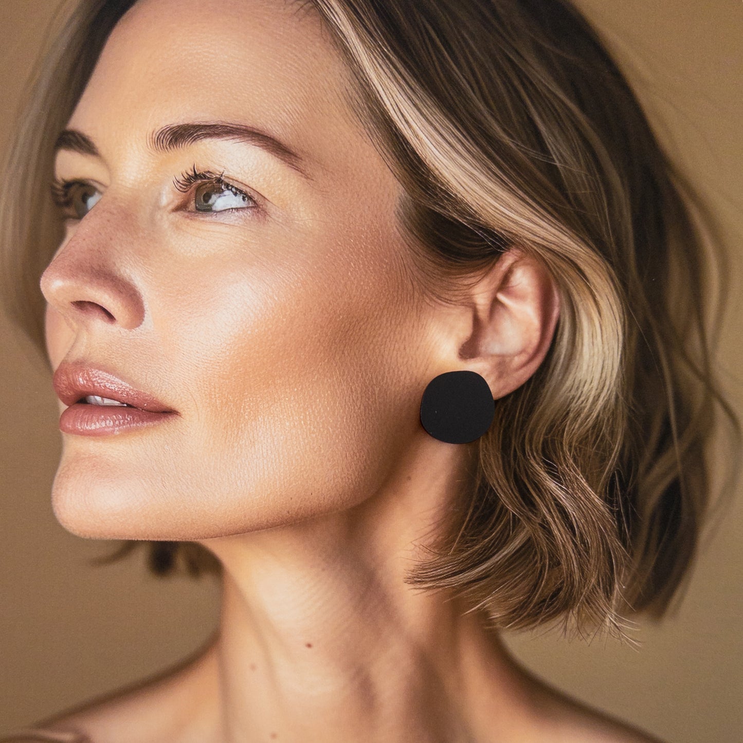 Organic Statement Stud Earrings - Matte Black