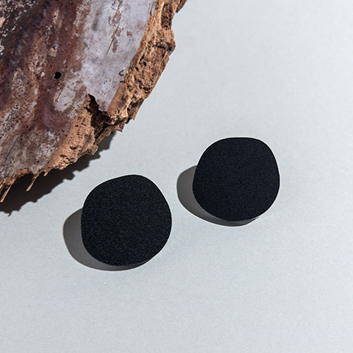 CLIP ON Organic Statement Stud Earrings - Matte Black