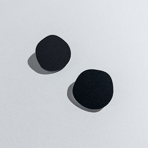 CLIP ON Organic Statement Stud Earrings - Matte Black