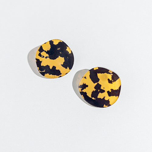 CLIP ON Organic Statement Stud Earrings - Tortoise Shell